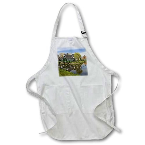3dRose apr_82255_1 Dutch Homes Zaanse Schans, Holland, Netherlands Adam Jones Full Length Apron, 22 by 30-Inch, White