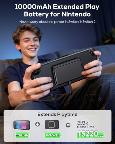 YUANHOT Magnetic Battery Pack for Nintendo Switch 2 2025, 10000mAh 20W Fast Charger Extended Power Bank for Switch/OLED/iPhone/Smartphone Portable Switch 2 Accessories for Extra 2.8*Game Time