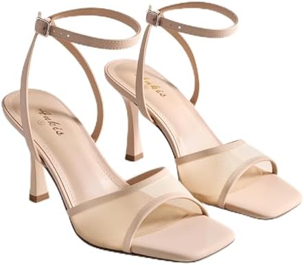 Ankis Black Nude Heels Strappy Open Toe Heel for Women High Heels...