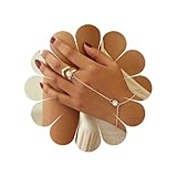 Katshdan Pulsera de anillo de cadena de mano Pulsera de anillo de dedo de cristal Pulseras de cadenas de oro Cadena de mano CZ Anillos en forma de V Pulseras esclavas