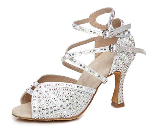 Chaussures de danse latine femme blanche mariage salsa L432 37