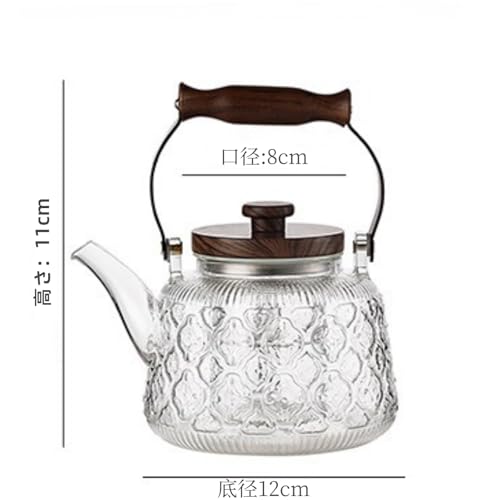 OULOVECO ベゴニア花柄 耐熱ガラスティーポット 木製ハンドル xy002 の商品画像 3