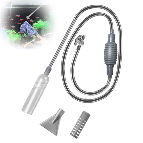 Aquarium Reiniger, Aquarium Wasserwechsler,Aquarium Sauger, Kiesreiniger für Aquarien, Siphon-Aquarienreiniger für Schnellen, Aquarium Wasserwechsel, Sandwaschung, Einstellbarem Wasserdurchfluss(Grau)