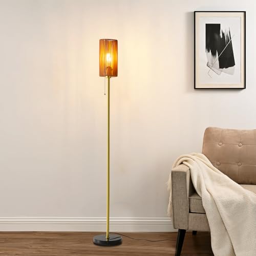 Shingjiao 6202404 Rattan Floor Lamp Boho Floor Lamps For Living Room, Gold Floor Lamps Wicker Floor Lamp thumb #2