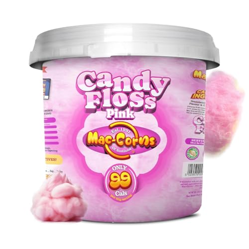 MacCorns - Pink Vanilla Candy Floss Mega Bucket | Light & Fluffy Cotton Candy | Party Wedding & Event Favourite | Cocktail Garnish & Dessert Table Treat | Kids & Adults