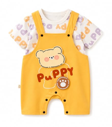 Image of Bold N Elegant Cute Cartoon Bibshorts Dungaree Baby Boy Girl Clothing Tshirt Shorts for little Kids
