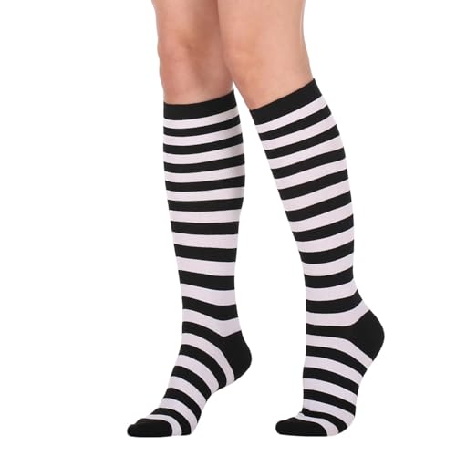 Image of Women's Knee High Athletic Socks Casual Stripes Tube Socks Outdoor Sport Socks