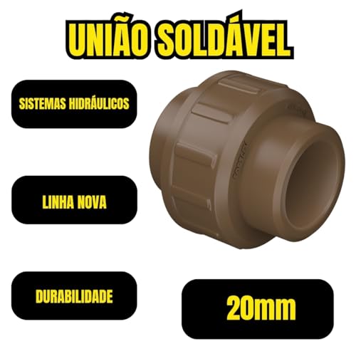 FORTLEV, União Cola Pvc Soldável Marrom Água Fria 20mm
