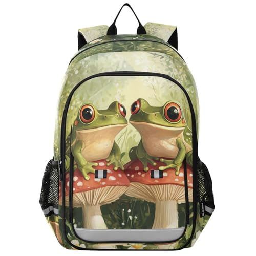Frog Mushroom Leaf Flower Backpack for Kids Boys Girls Elementary School Bag Casual Bookbag Daypack - Main Image
