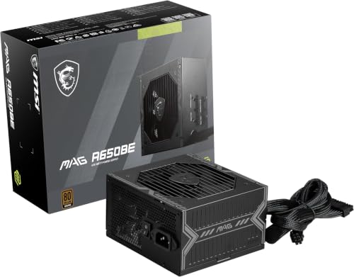 Image of MSI MAG A650BE, Semi-Modular Compact 650W ATX Power Supply, 80+ Bronze, Low-Noise Fan, Active PFC Design, 5 Year Warranty (Pack of 6)