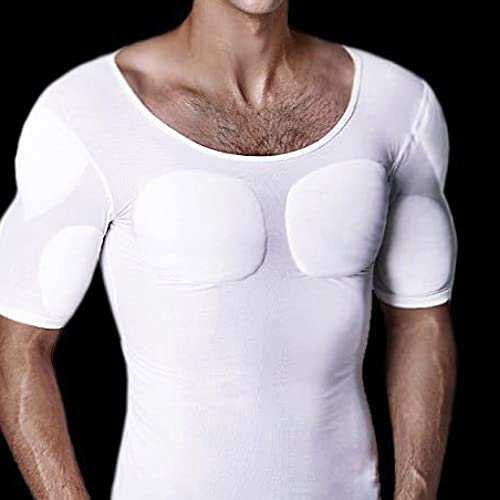 Jdshiso Mens Compression Shirt Padded Shirt Muscle Chest Underwear Male Body Shaper Invisible Increased Bra Shapewear Black M #TOP6