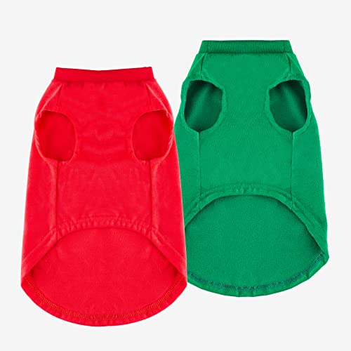 2 Pack Dog Christmas Shirts: Funny Gnome Printed Dog Tank Top Puppy T-Shirt For Xmas Party Holiday (X-Small, Green+Red) #TOP1