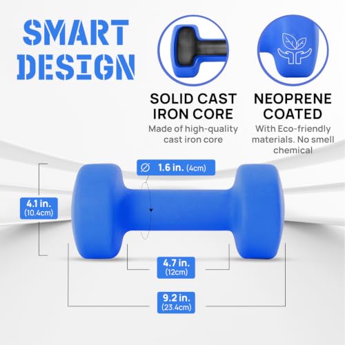 Image of Yes4All Neoprene Dumbbells, Pairs and Sets with Rack for Home Workouts