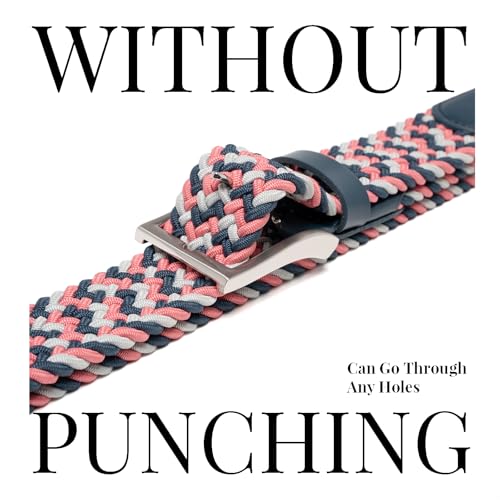 Image of Men's Stretch Braided Elastic Woven Canvas Golf Belt, multicolor,1 3 /8 inch