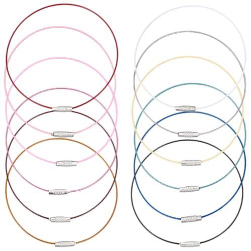 Image of SUNNYCLUE Stainless Steel Loops Wire Keychain Cable Large Key Rings Key Chain for Luggage Tags Key Tags Keyrings Kitchen