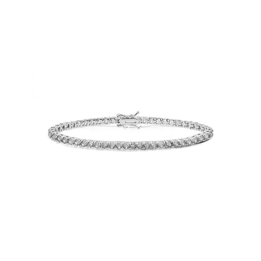 Sakrami Bracciale Tennis in Argento 925 con Zirconi Bianchi Rotondi – Disponibile in Tre Misure – Gioiello Elegante Donna, Ragazza + Confezione Regalo Personalizzata