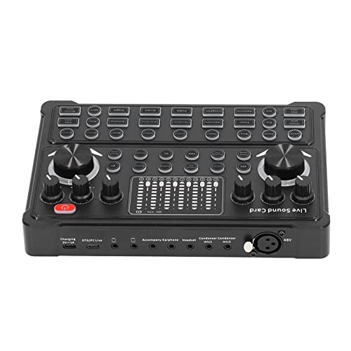TOPINCN Live Sound Card Voice Changer Soundboard with Noise Reduction DSP and Function for Live Streaming Battery Included