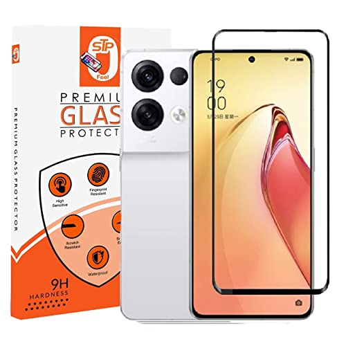 Image of STP FEEL Tempered Glass Compatible for Oppo Reno 8 Pro | Edge to Edge Coverage Screen Protector Guard | Full Screen Protector (6.7 Inch, Pack of 1)