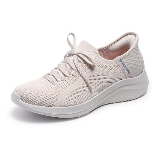 Skechers Ultra Flex 3.0 Brilliant Path, Zapatillas Mujer, Natural Knit Periwinkle Trim, 38 EU