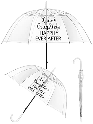 2 Pcs Clear Umbrella Wedding Just Married Decorations Clear Bubble Umbrellas For Rain Love Is In The Air Stick Dome Umbrellas For Bridal Shower Men Women Wedding Decoration Photo Props (Warm Style) #TOP20