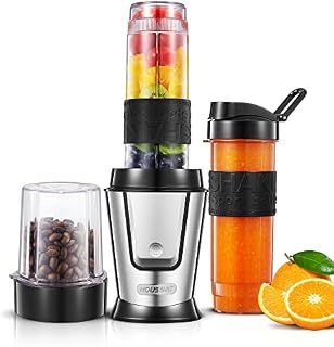 HOUSNAT Smoothie Maker To Go, 500 W, mikser stojący, młynek do kawy, 280 ml, mikser elektryczny z 2 butelkami z tworzywa sztucznego Tritan, pojemność 570 ml, przenośny, nie zawiera BPA, nadaje się do