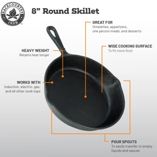 Image of 8 Inch Round Medium Pre-Seasoned Cast Iron Skillet