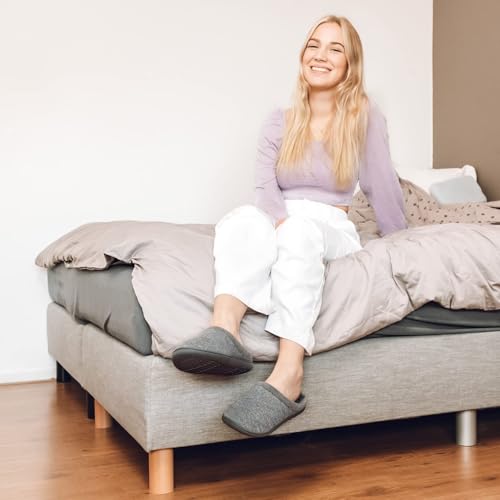 HomeTop Women's Knit Memory Foam Slippers Warm Soft House Shoes with Anti-slip Sole2