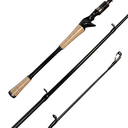Fiblink Graphite Baitcasting Rod Portable Casting Rod 2-Piece Baitcaster (6'6'' Medium)