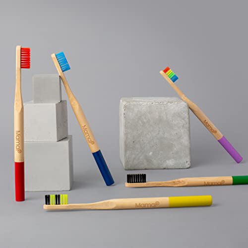 Mamap Bamboo Family Multipack Toothbrush Set, Eco-Friendly 100% Natural Soft Nylon Bristles Bamboo Toothbrushes For Adults, Recyclable & Compostable, Support Causes – Multicolor, Pack Of 5 #TOP4