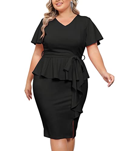 Hanna Nikole Damen Große Größe Bodycon Bleistiftkleid Elegant Kurz...