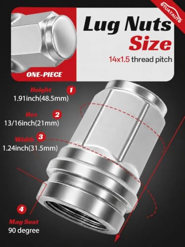 Image of OTUAYAUTO M14x1.5 Lug Nuts Mag Seat 32 Pcs - Replacement for 2017-2024 Ford
