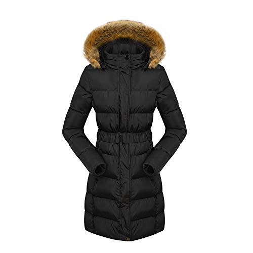 Shenji Abrigo de Invierno Chaqueta Larga para Mujer Negro L