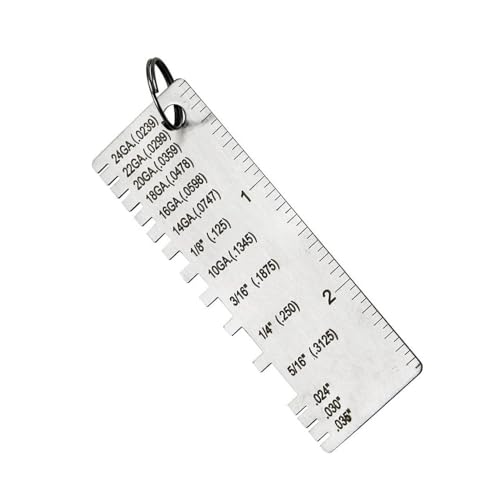 6 piezas Medidor de grosor para alambre y chapa metálica 14 16 18 20 22 24, herramienta de inspección para soldadura acero inoxidable miniatura 3