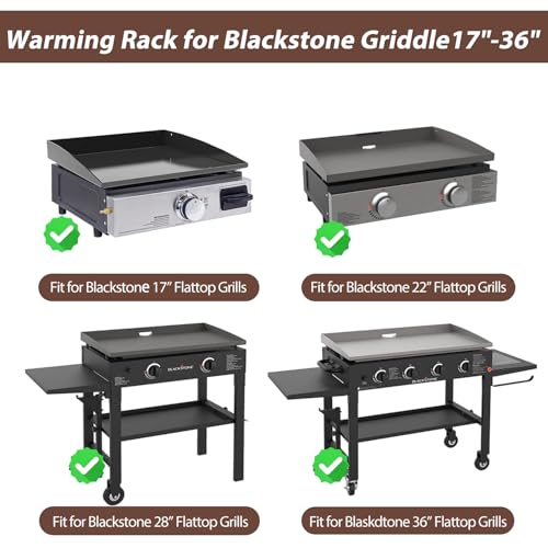 BMMXBI Adjustable Griddle Warming Rack for Blackstone 17 22 28 36 Inch Griddle, BBQ Warming Rack for Blackstone Griddle Accessories Universal Warmer Rack for Weber Charbrail and Most Flattop Grills