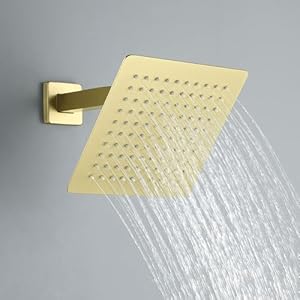 Shower faucet brushed gold shower system 8 inches rain shower and handheld shower combo2 function shower fixtures included shower trim kit  urban country home decor
