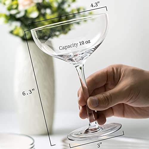Champagne Coupe Glasses Set Of 4 - Elegant Cocktail Coupe, Ideal For Serving Martini, Gimlet And Manhattan - High Clarity Crystal Glassware - Excellent Addition To Your Home Bar - 11.5 Oz #TOP1