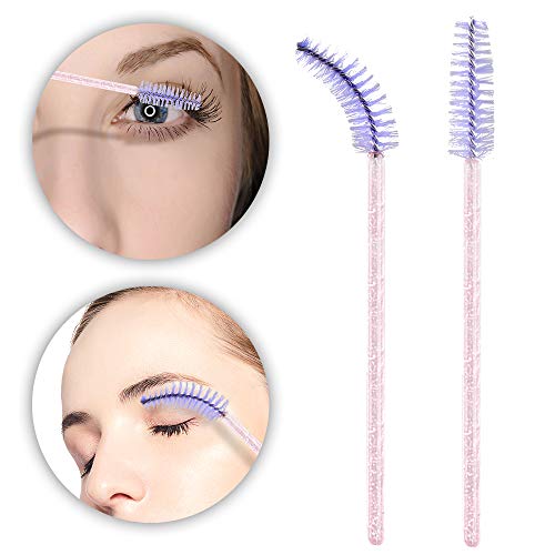Image of G2PLUS 100PCS Crystal Eyelash Brush, Disposable Mascara Wands, Lash Spoolies Applicator Makeup Kits for Applying Mascara, Lash Extensions and Eyebrow Brush (Pink + Purple)