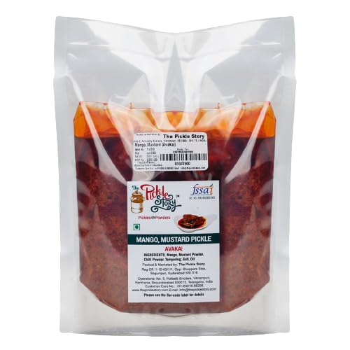 an Authentic Homemade Diced Mango Pieces Pickle with Mustard Powder (Avakai) | Tangy and Spicy | Masaledaar & Khatta Meetha Aam Ka achar | Mango achar | South Indian Style 500 Grams