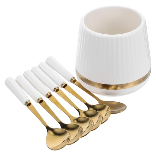 Cuillères à dessert en inox avec pot pour simplifier le service - 2