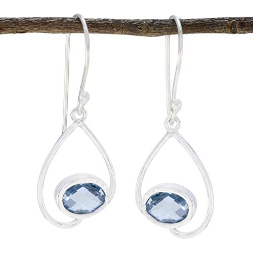 Boucle d'oreille en argent sterling et topaze bleue, le cadeau idéal
