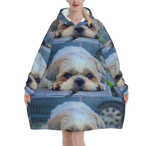 Sweat à capuche plaid Shih Tzu idée cadeau idéale pour les frileux