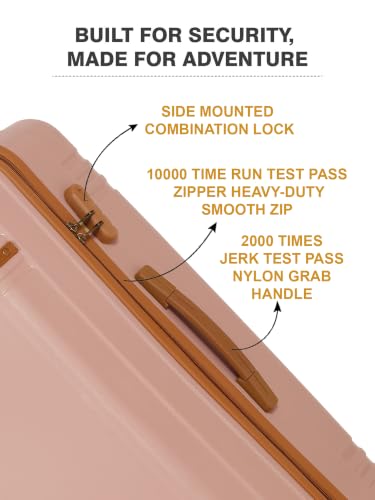 Image of Teakwood Medium Size 8 Wheels Trolley Bag, Hard Cabin with Zipper Closure, Adjustable Push Button & Cross Side Strap, Number Lock System 360 Degree (Medium, Rose)