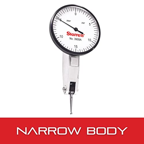 Starrett Dial Test Indicator With Dovetail Mount, Two Dovetail Clamps And Case - 1-9/16" White Dial Face.030" Range, 0-15-0 Dial Reading.0005" Graduations - 3909A #TOP2