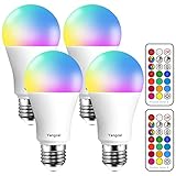 Yangcsl E26 Dimmable Color Changing LED Light Bulbs with Remote Control, Memory & sync, Warm White & RGB Multi Color, 60 Watt Equivalent (4 Pack)