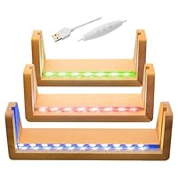 Fotorahmen-Lichtsockel, LED-Lichter, LED-Bilderrahmen, Dual-Funktions-Tagfahr-Bilderrahmen und Nachtlicht, Holzständer, Kunstlichter, Ausstellungsständer, Fotoshow (3 Größen, bunt)