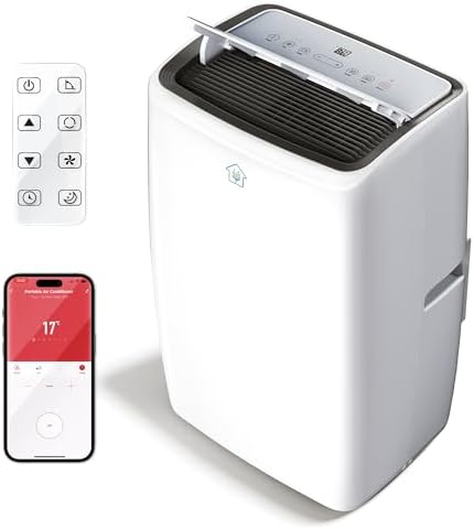 Portable Air Conditioners 14000BTU Smart AC Unit with App & Remote Control 4-in-1 Cooling, Heating, Dehumidifier, Fan for Rooms up to 700 sq.ft, 24H Timer, White