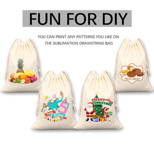 10 PCS Sublimation blank drawstring bag Reusable canvas Heat Press DIY crafts Party Wedding Christmas storage Home party art supplies4
