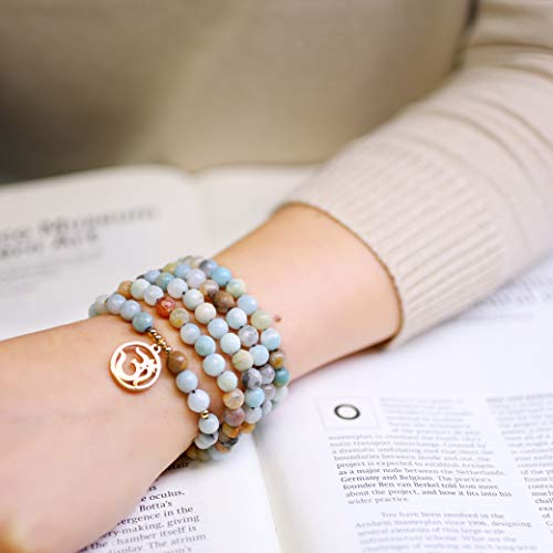 Bracelet Om en Amazonite et collier Mala pour harmoniser les énergies - 2