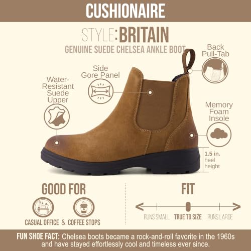 Image of CUSHIONAIRE Britain Genuine Suede Chelsea Ankle Boots for Women