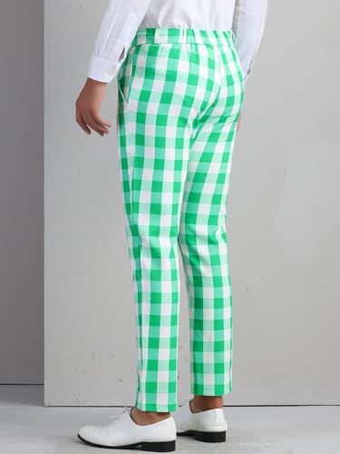 Gingham Plaid Pants for Men's Flat Front Trousers Business Tartan Dress Pants3